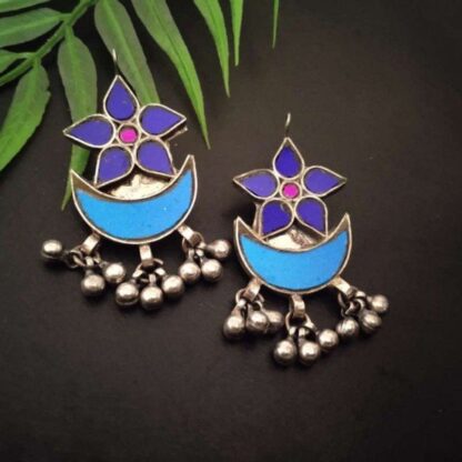 Floral blue Firozi chaand