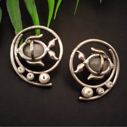 Round Grey Fish Earrings