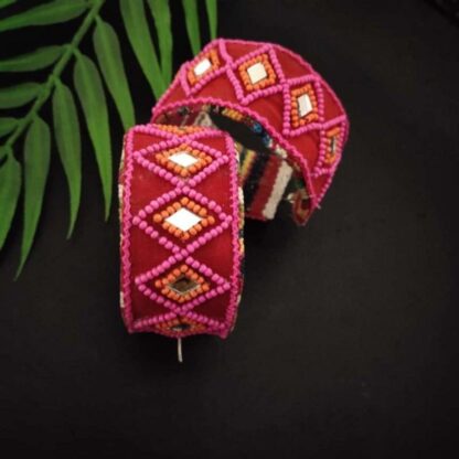 RED EMBROIDERED HOOPS