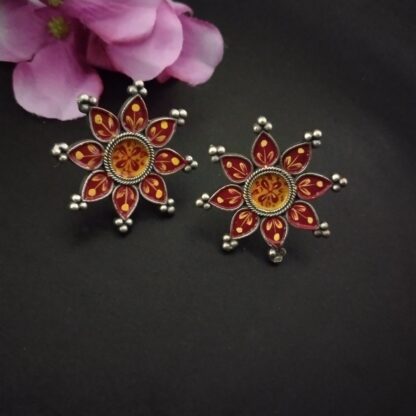 Red hand-painted floral