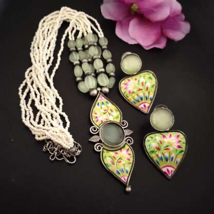 Hand-painted pearls set -8