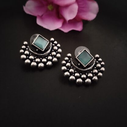 Teal mini chaand studs