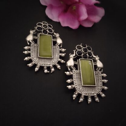 Rectangle ornate lime green danglers