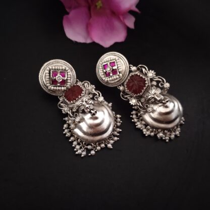 Ruby clustered pearls jhumka -1