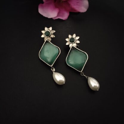 Mint floral studs