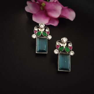 Peacock green rectangle floral