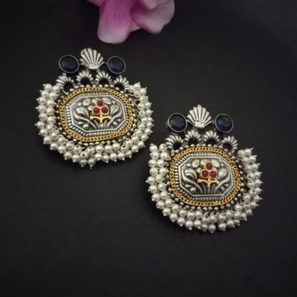 Ornate jumbo floral studs -1