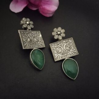 Jade floral drop studs