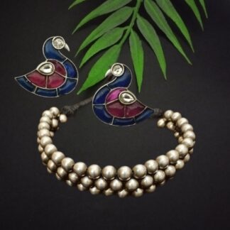 Navy ruby matar choker set