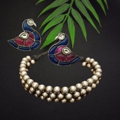 Navy ruby matar choker set