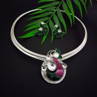 Multicolored green fusion  choker set - 8