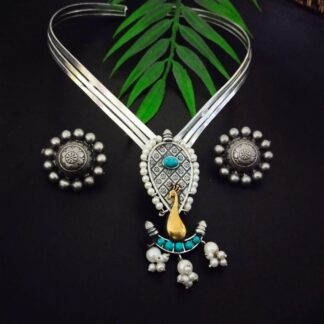 Firozi peacock choker set