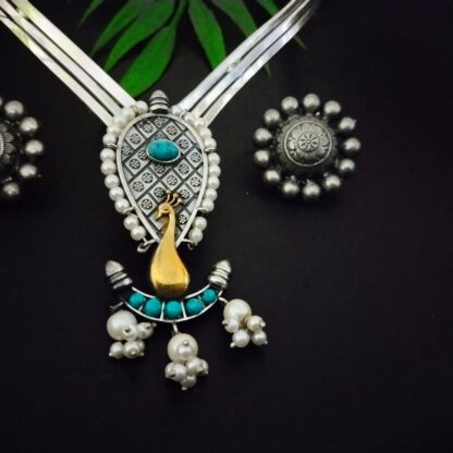 Firozi peacock choker set - Image 2