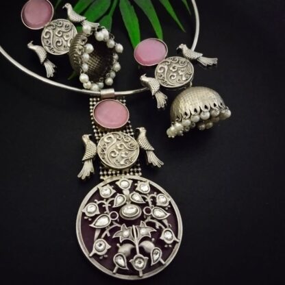 Round chidiya Jhumka hasli set - 3 - Image 2