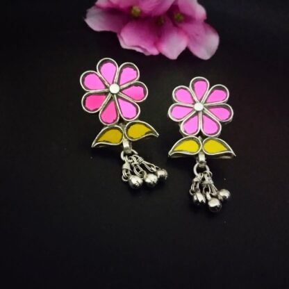 Floral glass earrings - 1