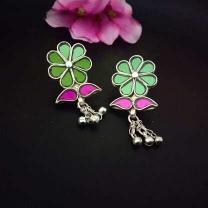 Floral glass earrings - 3