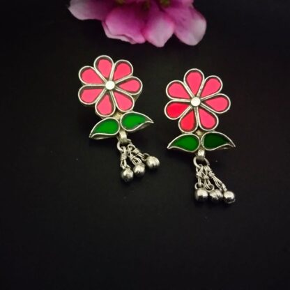 Floral glass earrings - 4