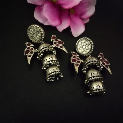 Triple layered chidiya jhumkis -2