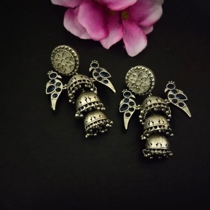 Triple layered chidiya jhumkis - 4