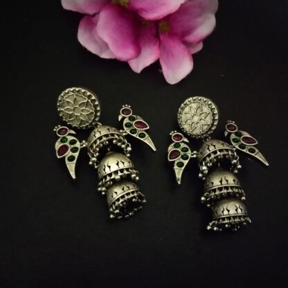 Triple layered chidiya jhumkis - 5