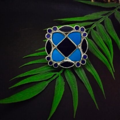 Glass geometric square ring - 5