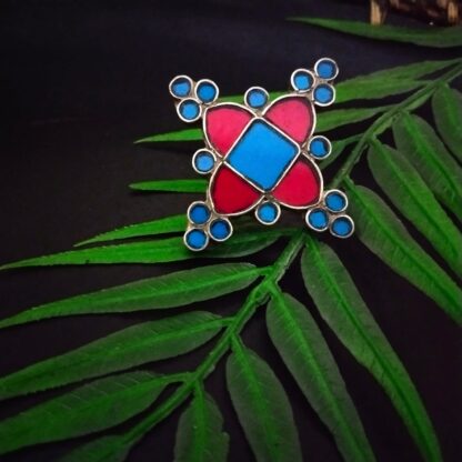Glass geometric diamond ring - 3