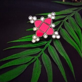 Glass geometric diamond ring - 5