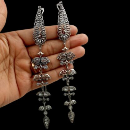 Ornate long kanauti earrings - 3 - Image 2