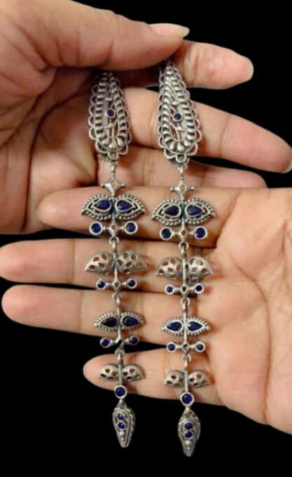 Ornate long kanauti earrings - 4 - Image 3