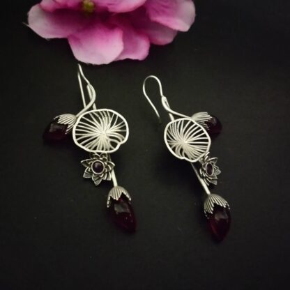 Floral orchid earrings -4