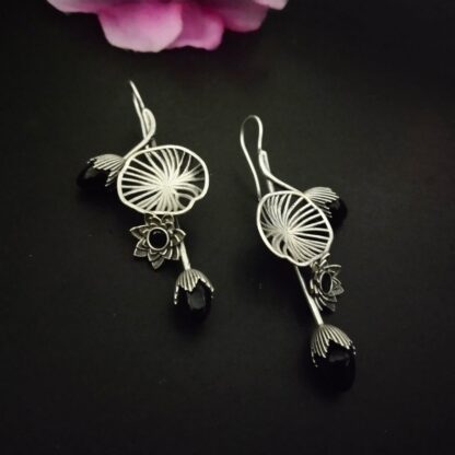 Floral orchid earrings -3