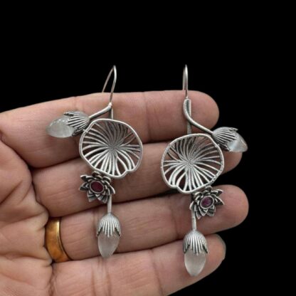 Floral orchid earrings -2 - Image 2