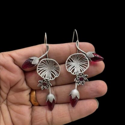 Floral orchid earrings -4 - Image 2
