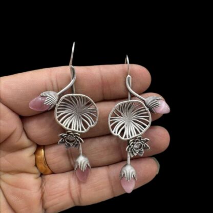 Floral lotus earrings -1 - Image 2