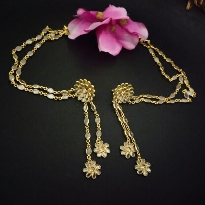 Floral ornate studs with kaanchain
