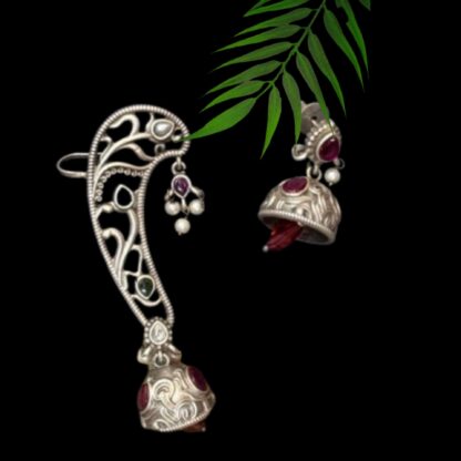 Asymetrical ornate ear cuff jhumki