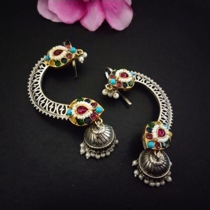 Jaali kundan ear cuff jhumki