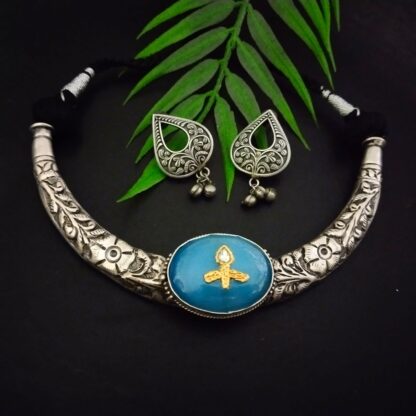 Chitai - blue inlay hasli set