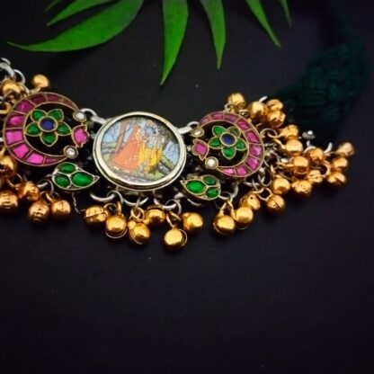 Braided ghungroo fusion - 2 Green/Radha Krishna - Image 2