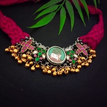 Braided ghungroo fusion - 1 pink/nandi