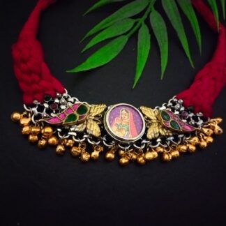 Braided ghungroo fusion - 6 pink /begum razia