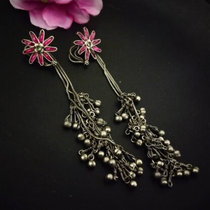 Kashmiri earrings - pink
