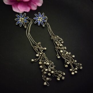 Kashmiri earrings - navy