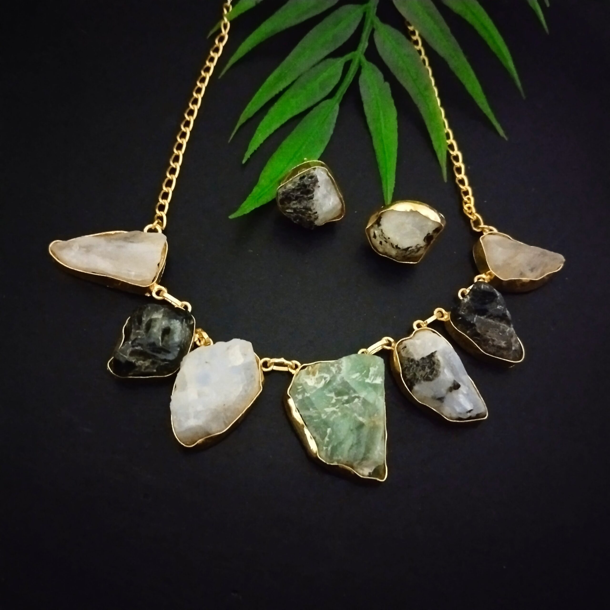 Contemporary druzy neckpiece set - 2