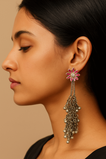 Kashmiri earrings - pink - Image 2