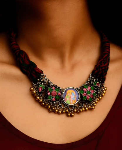 Braided ghungroo fusion - 1 pink/nandi - Image 3