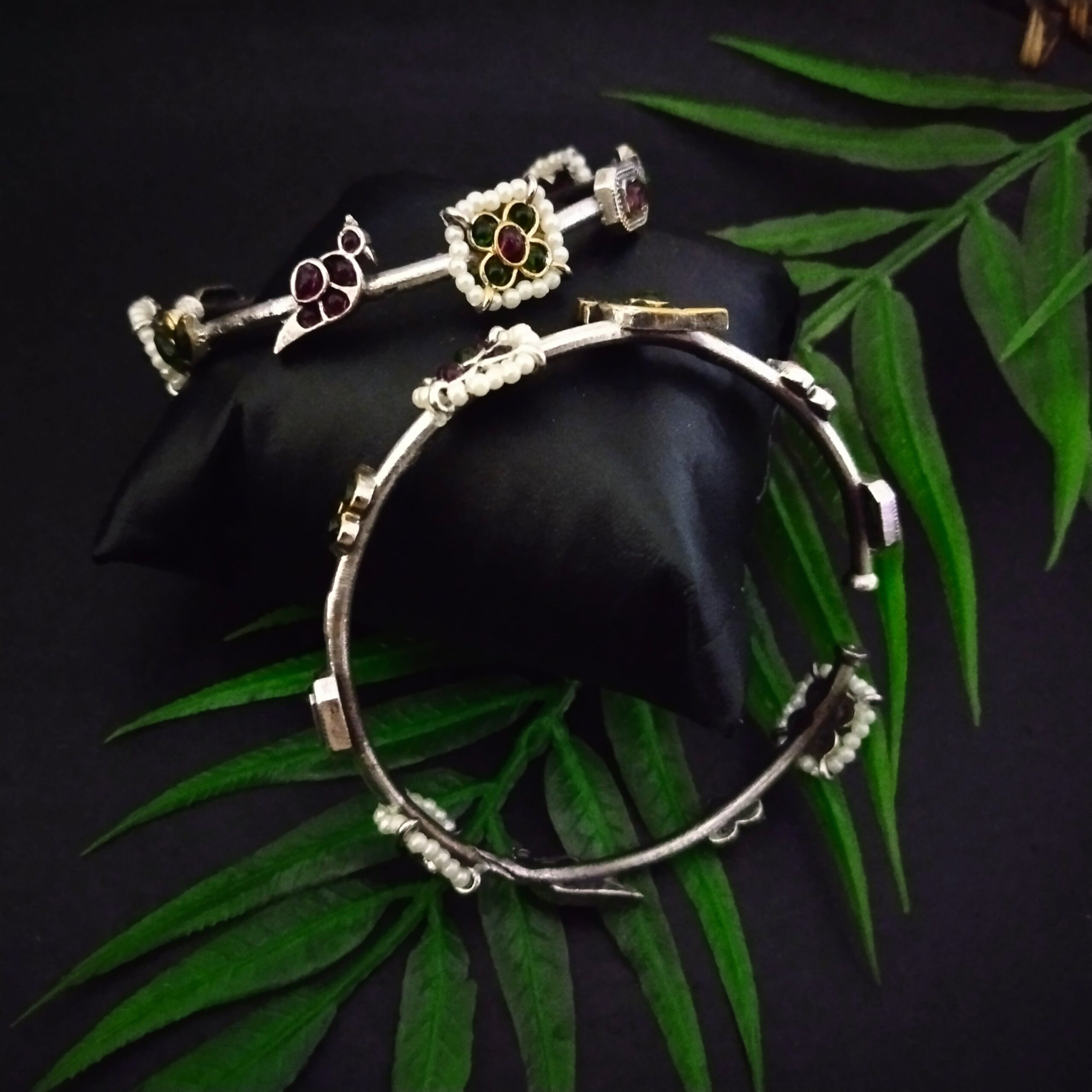 Kundan lotus chidiya bracelet - 6/ multi colour - Image 3