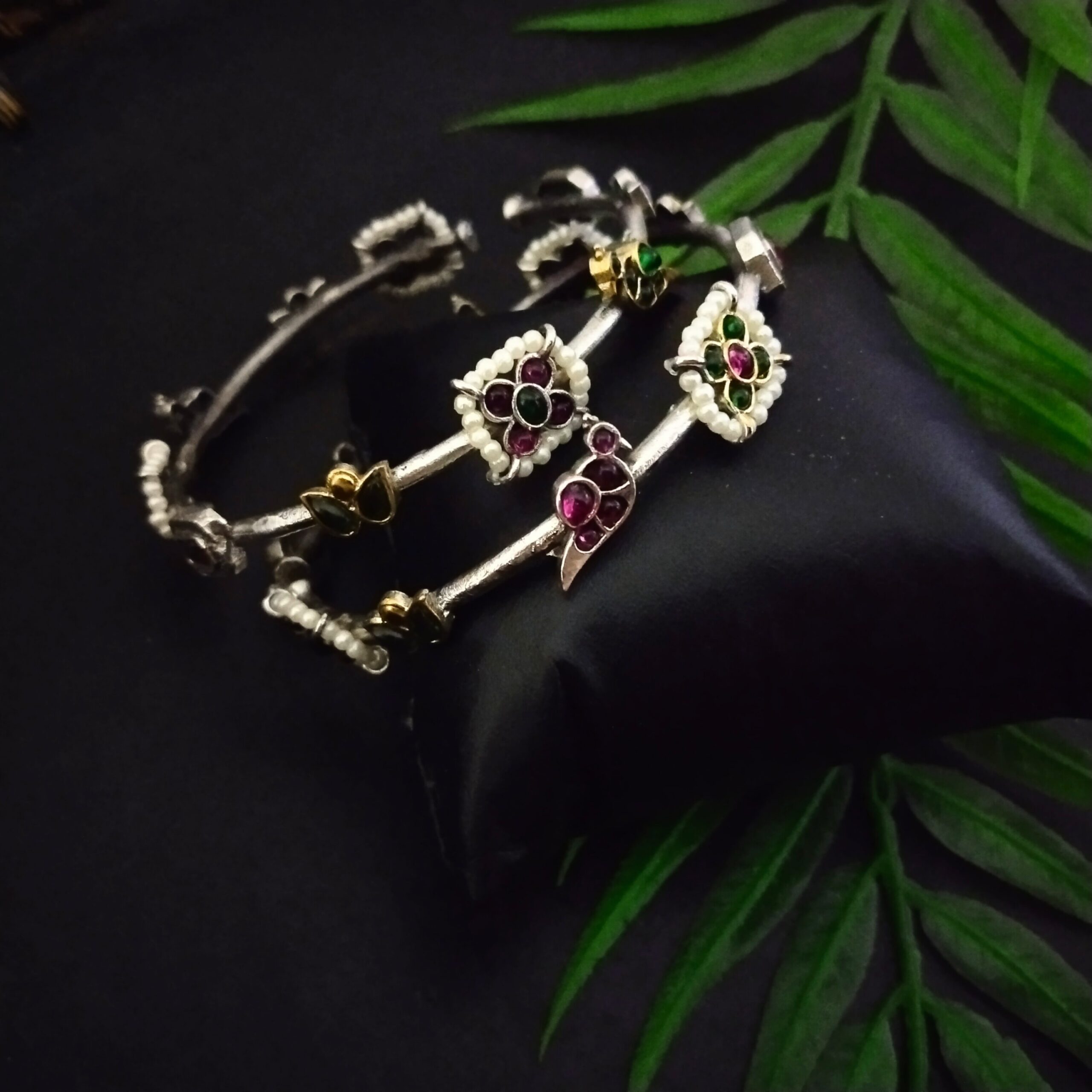 Kundan lotus chidiya bracelet - 6/ multi colour - Image 2