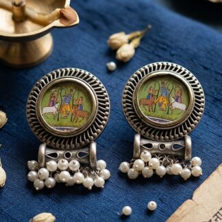 Round Radha Krishna Taveez studs