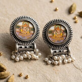 Round Ganesha Taveez studs